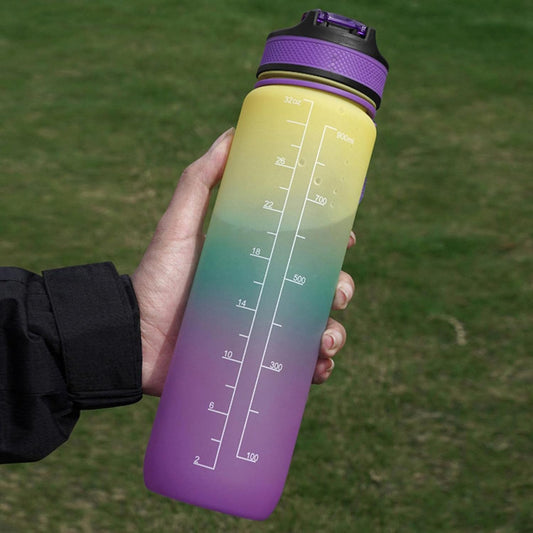 Motivational Water Bottle with Time Marker & Straw